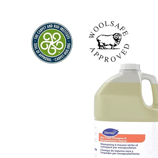 Diversey 9BP92017 Dry Foam Shampoo & Encapsulation Cleaner, Heavy Traffic Neutral Carpet & Upholstery Shampoo, Floral Scent, Concentrate, 1-Gallon