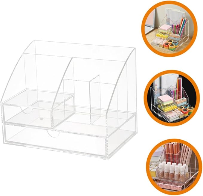 Desktop Organizer Storage Box for Makeup Stationery and Accessories Multi Acrylic Compartment Container for Use