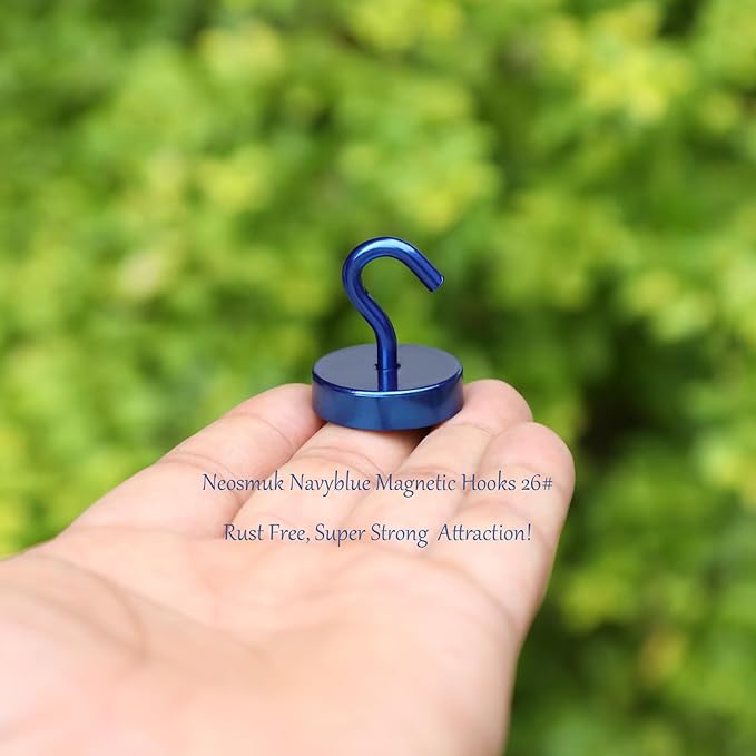Neosmuk Magnetic Hooks, Cruise Ship Essentials, 8lb+ Heavy Duty Magnetic Hooks for Cruise Cabins, Refrigerator, Grill, Hanging, and Travel | Extra Strong Must-Haves Magnet Hook,Navyblue