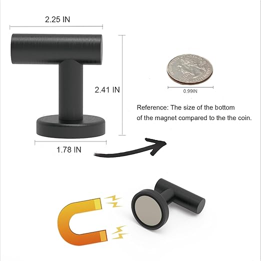 Magnetic Hooks Coat Magnet Hooks for Hanging,Magnetic Hooks Heavy Duty with Rare Earth Neodymium for Pot Holder,Grill,Refrigerator,Home,Kitchen,Workplace or Office.Pack of 2,Black