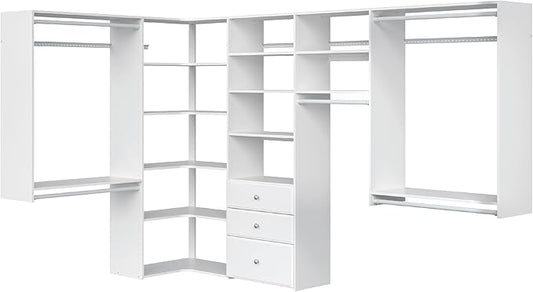 Easy Track PH43-WH Ultimate Corner Wood Kit Closet Organizer in White with White-Vinyl Hardware