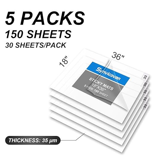 18" x 36" Transparent Sticky Mat Tacky Pads Adhesive Floor Mat (5 Packs,150 Sheets,30 Sheets/Pack） for Cleanroom Laboratory Hospital Construction Pets Home Indoor Gymnasium and Workshop