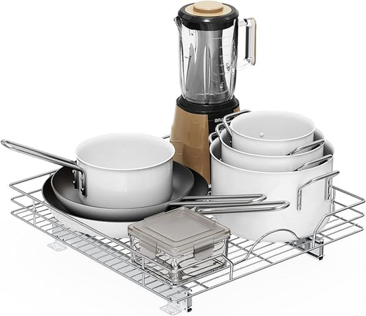 LOVMOR Pull Out Cabinet Organizer and Storage 22½" W x 21½" D, Slide Out Shelves for Kitchen Cabinets