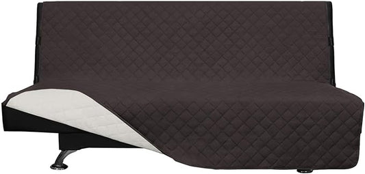 Easy-Going Futon Slipcover Reversible Sofa Cover Armless Couch Cover Water Resistant for Pets, Kids, Children, Dog, Cat (Chocolate/Ivory)