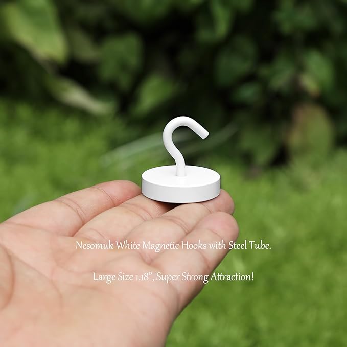 Neosmuk Magnetic Hooks, Cruise Ship Essentials, 10lb+ Heavy Duty Magnetic Hooks for Cruise Cabins, Refrigerator, Grill, Hanging, and Travel | Extra Strong Must-Haves Magnet Hook,White