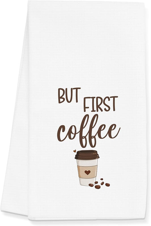 Coffee Towels Gifts for Women, Funny Coffee Bar Towels Gifts for Kitchen Bathroom Decor (16x24 inches)