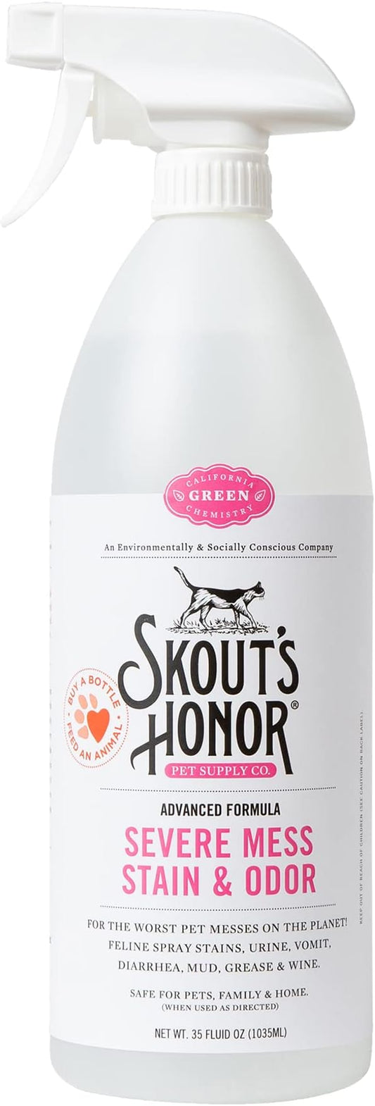 Skout's Honor Cat Advanced Severe Mess Stain & Odor Remover - Advanced Formula for Tackling the Worst Cat Messes, Eco-Friendly Formula for Carpets and Home, 35 oz