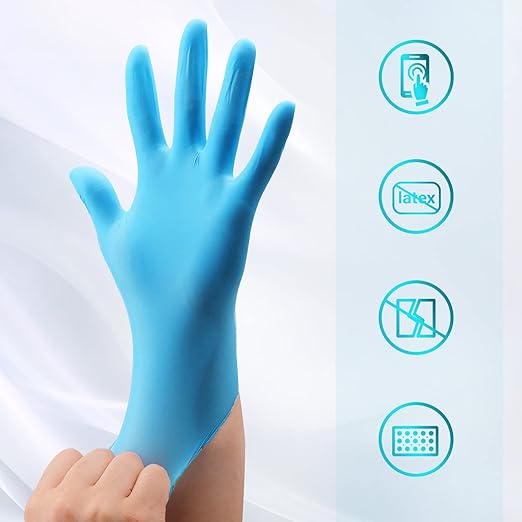 GMG SINCE1988 Exam Gloves,Blue Nitrile Gloves,Disposable Nitrile Gloves 4 Mil for House Cleaning, Food Preparation, Nursing, Auto Repair