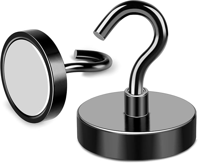MIKEDE Magnetic Hooks Heavy Duty, 120LB+ Strong Magnet Hooks for Cruise Essentials, Neodymium Earth Magnet Hook for Hanging, Magnetic Metal Hanger for Cruise Cabins, Fridge, Toolbox, Storage - 4 Pack