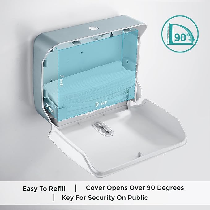 Paper Towel Holder for Bathroom Wall-Mount: No Drill Adhesive Z-fold Multifold Paper Towel Dispenser, Compact Design for Family Bathrooms & Small Spaces, Locking Feature