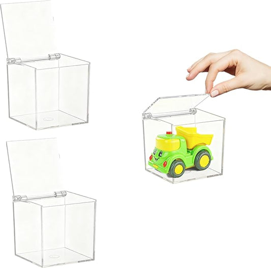 Small Acrylic Box Clear Hinge Lid Display Box with Lid Multipurpose Storage Contanier for Keepsakes, Jewelry, Trinkets