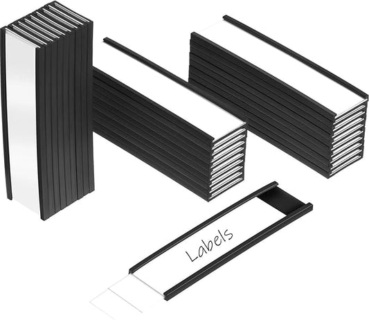 Outus 30 Pcs Magnetic C Channel Magnetic Labels Holders 3 x 0.8 Inch Toolbox Labels with 30 Pcs Protective Films and 60 Replacement Blank Paper Strips for Metal Shelf, Shelf Bin, Drawer