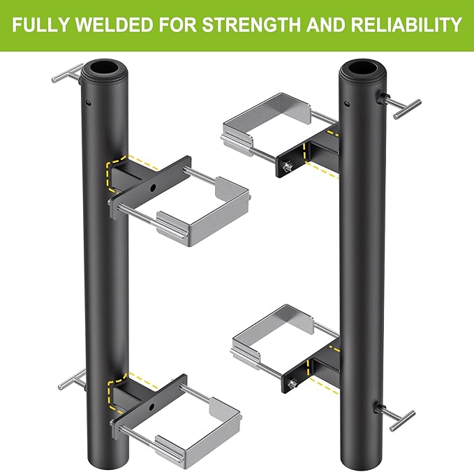 Dolibest Heavy Duty Patio Umbrella Holder, Steel Deck Clamp Holder up to 2'' Poles, Deck Mount Umbrella Holder, Space Saving Design, Attaches to Railing Max Width 4 inch, Easy Installation