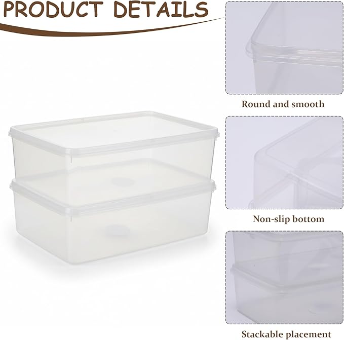 2 Pack pizza dough proofing box, Stackable bread proofing container, sourdough tray, food storage containers with lids, pizza making supplies accessories, BPA Free, 8L Capacity