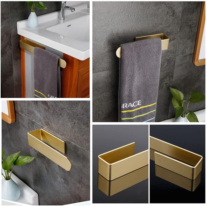 szhdxsy Towel Holder SUS 304 Stainless Steel Towel Rod, Self Adhesive Towel Holder Towel Rod Towel Rack for Bathroom,Kitchen (Golden 14in)