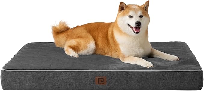 EHEYCIGA Memory Foam Dog Bed Orthopedic 36"x27"，Waterproof Pet Bed for Larged Size Dogs ，Washable Pet Mat with Removable Cover,Dark Grey