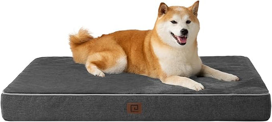 EHEYCIGA Memory Foam Dog Bed Orthopedic 36"x27"，Waterproof Pet Bed for Larged Size Dogs ，Washable Pet Mat with Removable Cover,Dark Grey