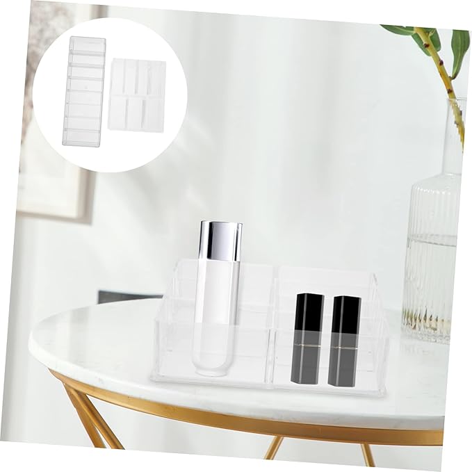 Cabilock 2pcs Acrylic Cosmetic Organizer Box Removable Makeup Storage Holder for Desktop Multi-Grid Design for Easy Access and Organization
