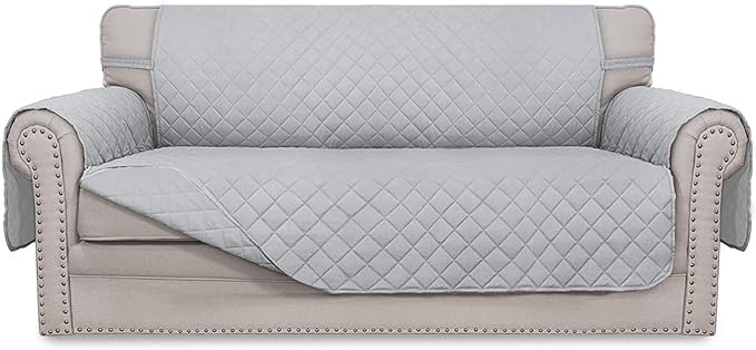 Easy-Going Sofa Slipcover Reversible Loveseat Sofa Cover Couch Cover for 2 Cushion Couch Furniture Protector with Elastic Straps for Pets Kids Dog Cat (Oversized Loveseat, Light Gray/Light Gray)