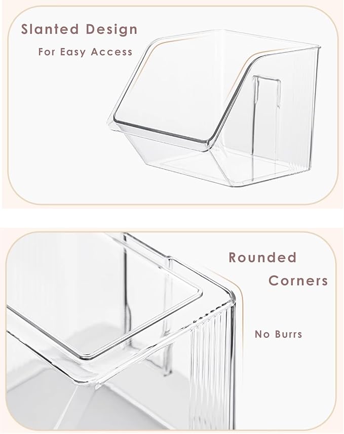 9-Pack Small Clear Storage Baskets, Adhesive Spice Rack Wall Mount for Countertop/Cabinet/Bathroom, Plastic Storage Bins Kitchen Wall Organizer and Storage Shelves, Spice Organizer