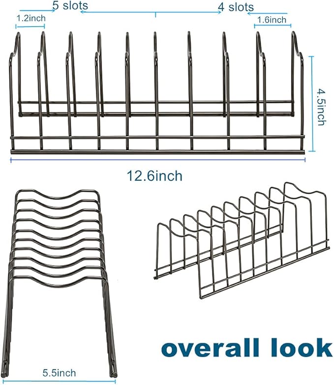 Pot Lid Holder Organizer, Kitchen Countertop Storage Rack Cutting Boards, Bakeware, Pots & Pans, Serving Trays, Reusable Containers in Cabinet Pantry, Stainless Steel