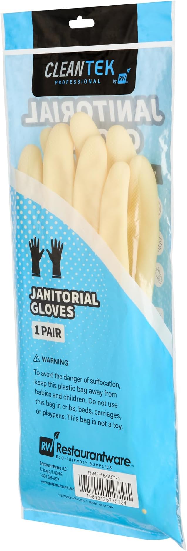 Clean Tek Professional 22 Mil Small Cleaning Gloves, 1 Pair Of Long Cuff Gloves - No-Slip Grip, No-Powder, Yellow Latex Gloves For Kitchen Cleaning, Ideal For Washing Dishes