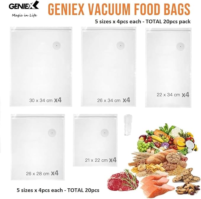 Vacuum Sealer Bags 20pcs (5 sizes)