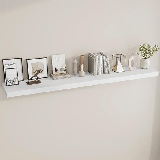 Dreamland 72 Inches Floating Shelves for Wall, 9.8" Deep Long Floating Shelves Set of 1, Large Display & Storage Shelf, Wall Shelf for Bathroom Bedroom Living Room Kitchen Office, White