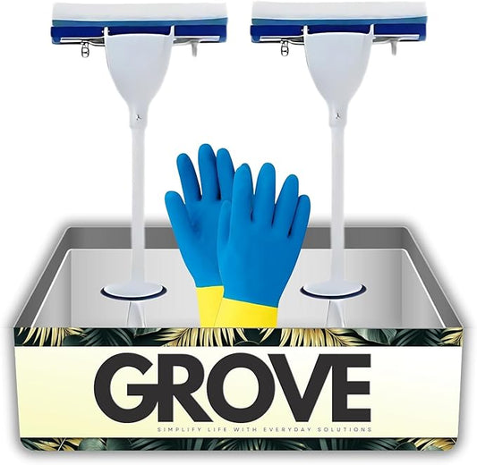 2X Magic Eraser 10 in. W Roller Mop with Scrub Brush Bundle with Cleaning Gloves – Dual-Action Mop for Tough Floor Messes with Built-in Scrubber – Gift Set (3 Items)