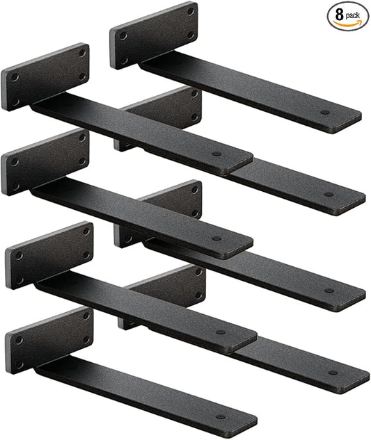 8 Pack Shelf Brackets 14 Inch Floating Shelf Bracket 1/5 inch Thick Heavy Duty Hidden Shelf Brackets Iron Metal Brackets for Shelf Support with Screw Included