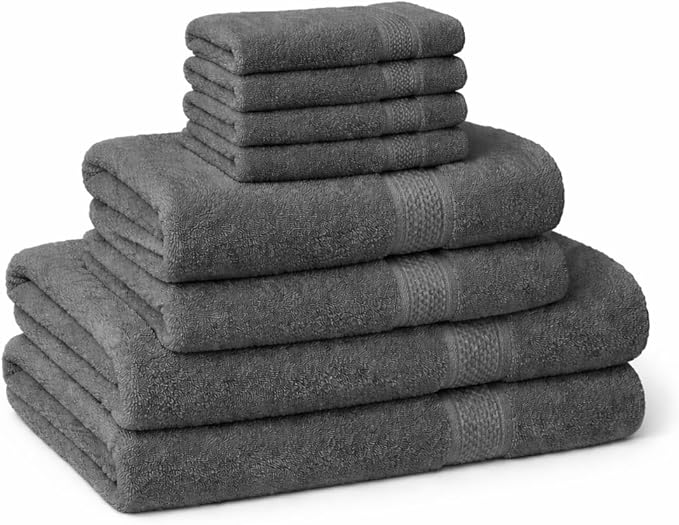 HOME ESSENTIALS Beige 8 Piece Bath Towel Set, 100% Cotton Soft & Super Absorbent Towels for Bathroom 2 Large Bath Towels, 2 Hand Towels, 4 Washcloths, Quick Dry for Home, Gym & Spa