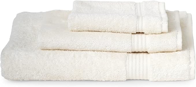TowelSelections Soft and Absorbent Towels Cotton for Bathroom Hotel Shower Spa Gym, Bath Towel, Hand Towel, 2 Washcloth, 4 Piece Set Ivory