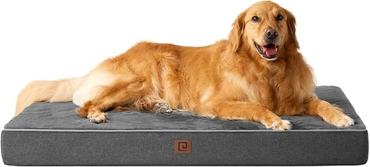 EHEYCIGA Memory Foam Dog Bed Orthopedic 47"x29"，Waterproof Pet Bed for XXLarge Dog Bed ，Washable Pet Mat with Removable Cover, Dark Grey