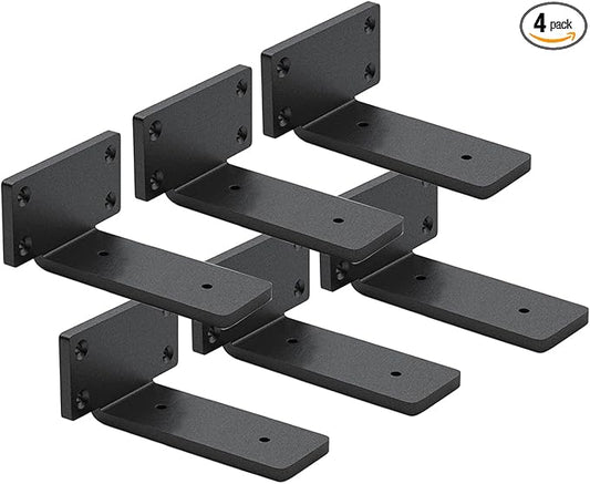 6 Pack Shelf Brackets 5 Inch Floating Shelf Bracket 1/5 inch Thick Heavy Duty Hidden Shelf Brackets Iron Metal Brackets for Shelf Support with Screw Included