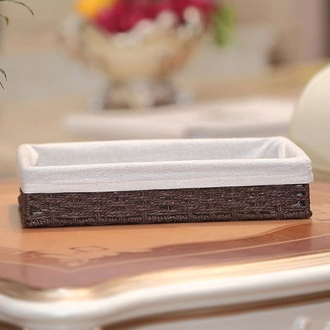 3Pcs Paper Rope Woven Storage Baskets, Delicate Storage Box for Shelves/Bathroom/Kitchen/Living Room/Office Desk/Bedroom. (Brown)