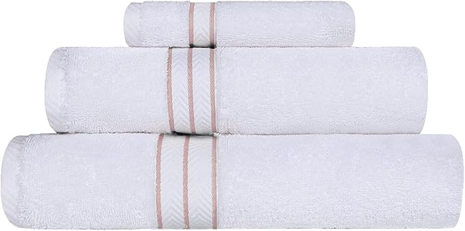 Superior Hotel Turkish Cotton 12 Piece Face Towel Set, Ultra Plush Spa Quality Heavyweight Essentials for Skincare, Thick Absorbent and Soft, Dobby Border, Includes 12 Washcloths, Tea Rose