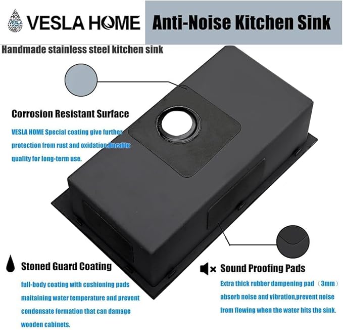 30 inch Drop in Black Kitchen Sink, Single Bowl Stainless Steel Handmade Topmount Kitchen Sinks with Dish Grid and Drain