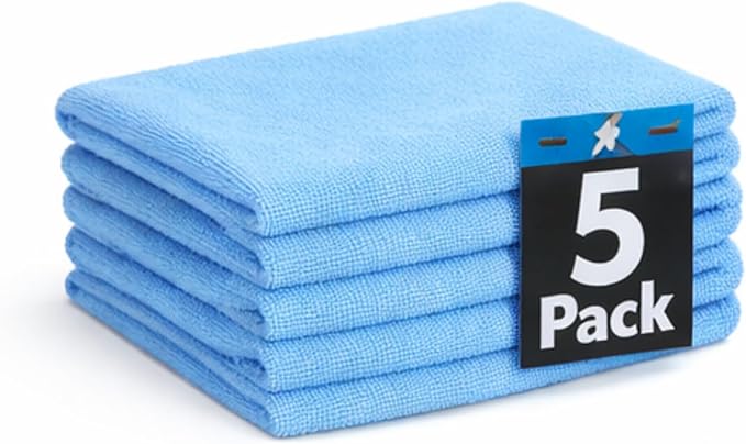 Taski Diversey D7524120 MyMicro Commercial Microfiber Cleaning Cloth, Bulk Cleaning Towels for Housekeeping - Reusable & Lint Free - Large 14 Inch x 14 Inch, Blue, Pack of 5
