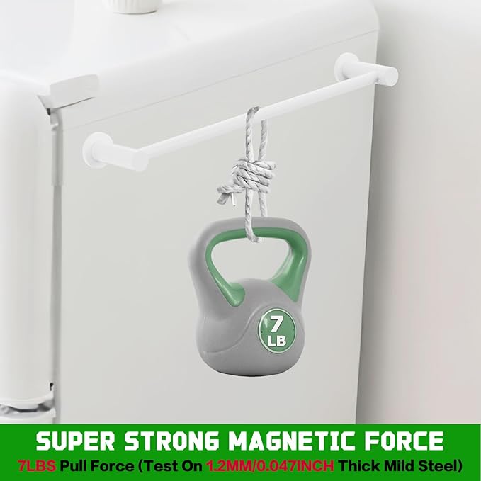 ULIBERMAGNET Magnetic Towel Holder, Magnetic Towel Rail White with Adjustable Length, Non-Slip Stainless Steel Towel Rail for Refrigerator, Oven, Dishwasher, Cabinet, Laundry (2 Pack)