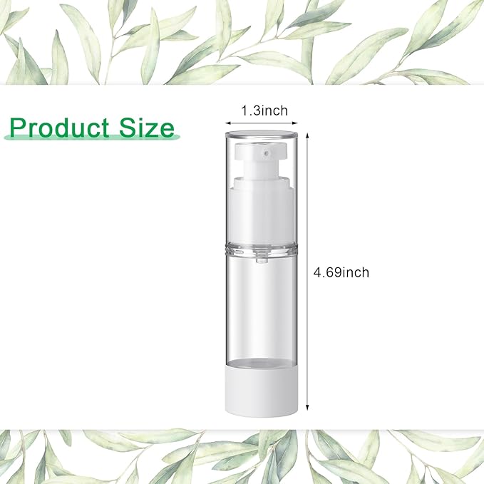 60 Pcs Clear Airless Pump Bottles Refillable Cosmetic Travel Size Dispenser Vacuum Plastic Travel Bottles Empty Lotion Pump Dispenser Liquid Toiletry Container(1 oz)