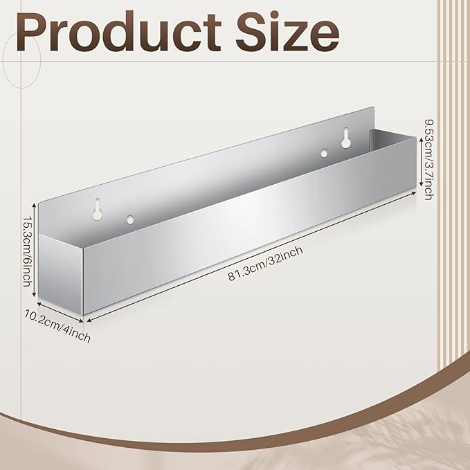 2 Pieces 32 Inch Single Speed Rail Stainless Steel Liquor Bottle Holder Wall Mounted Spray Bottle Rack Drink Rail Shelf for Bars, Silver