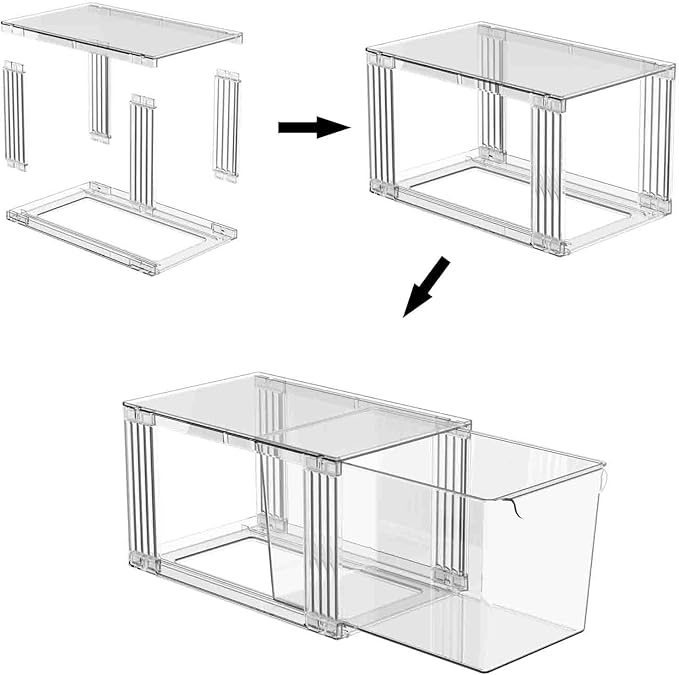 2Pack/4Pack Large-Capacity Stackable Storage Drawers for Organizer,Clear Acrylic Ample Bins,Easily Assemble,for Bathroom Closet/Kitchen Cabinets/Vanity/Undersink/Pantry Organization (2)