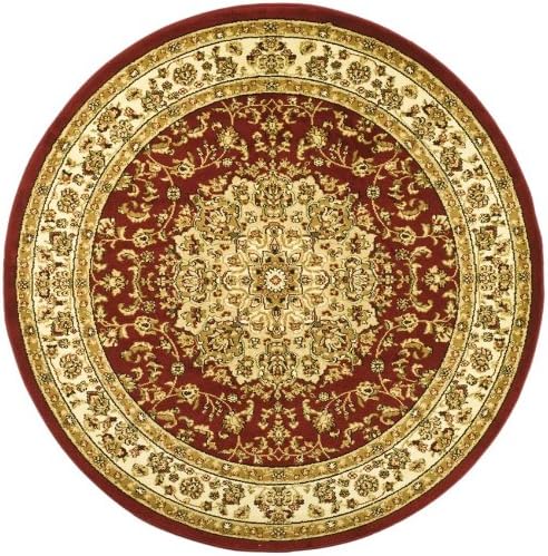 SAFAVIEH Lyndhurst Collection Area Rug - 5'3" Round, Red & Ivory, Traditional Oriental Medallion Design, Non-Shedding & Easy Care, Ideal for High Traffic Areas in Living Room, Bedroom (LNH222B)