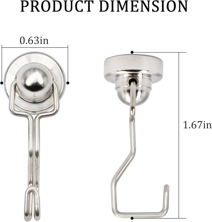 Heavy Duty Magnet Hooks for Cruise Cabin,Perfect Useful Strong Magnetic Ceiling Hooks,Magnetic Hanger for Cabins,Fridge,Grill(Pack of 10)