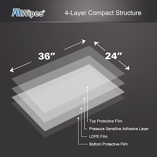 AAwipes Sticky Mat Tacky Pads Adhesive 24" x 36" 5 Packs, 30 Sheets/Packs, 150 Sheets Total Grey Cleanroom Floor Mats Remove Dirt for Laboratory Construction Hospital Shoes