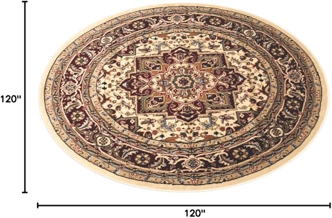 SAFAVIEH Lyndhurst Collection 10' Round Ivory/Red LNH330A Traditional Oriental Non-Shedding Dining Room Entryway Foyer Living Room Bedroom Area Rug