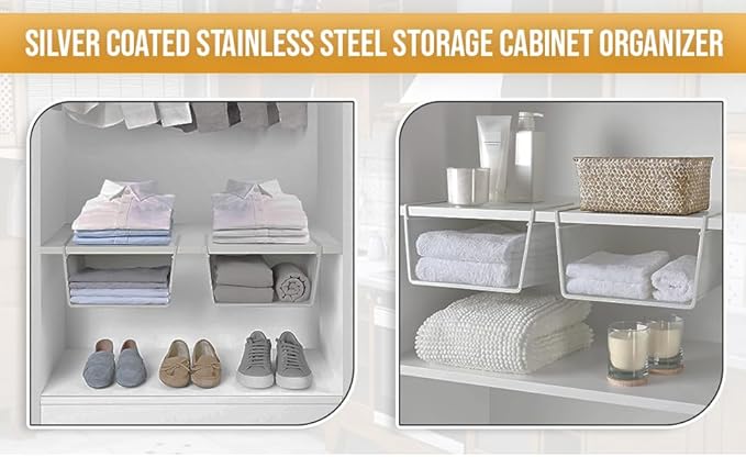 YBM Home Under Shelf Basket - Mesh Stainless Steel Storage Under Cabinet Hanging Basket Rack Maximize Space in Cabinets, Pantry Room, Bathroom, Laundry Room, and More, 1131