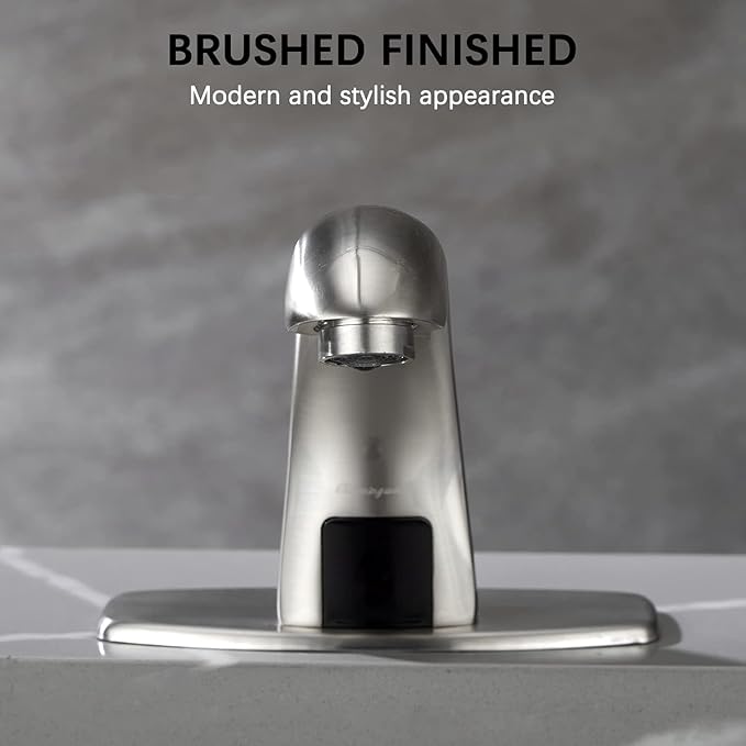 Charmingwater Touchless Bathroom Sink Faucet with Automatic Sensor, Motion Bathroom Faucet with Hole Cover Plate, Brushed Nickel