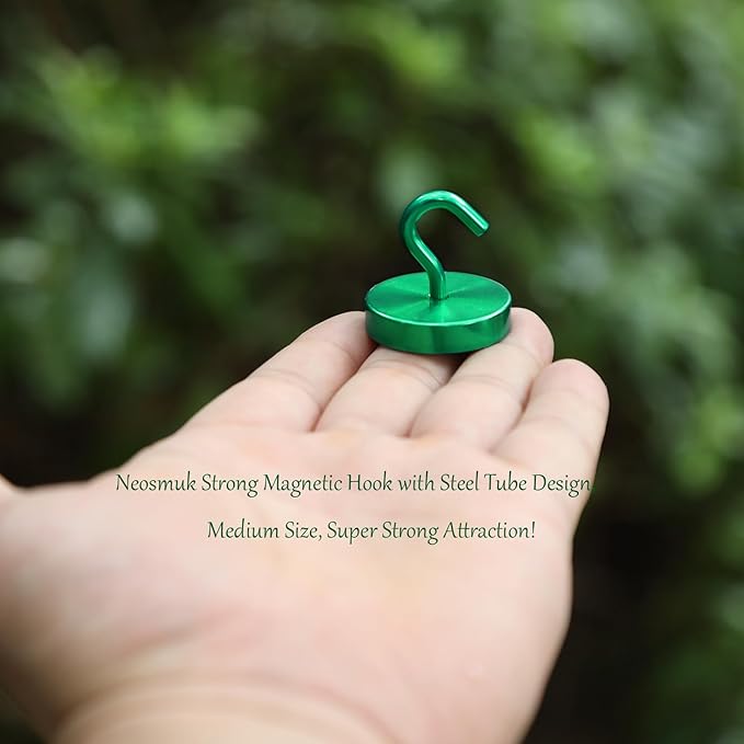 Neosmuk Magnetic Hooks, Cruise Ship Essentials, 10lb+ Heavy Duty Magnetic Hooks for Cruise Cabins, Refrigerator, Grill, Hanging, and Travel | Extra Strong Must-Haves Magnet Hook,Green