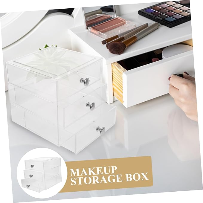 Three-layer Drawer Storage Box Desk Top Organizer Divided Containers Jewelry Organizer